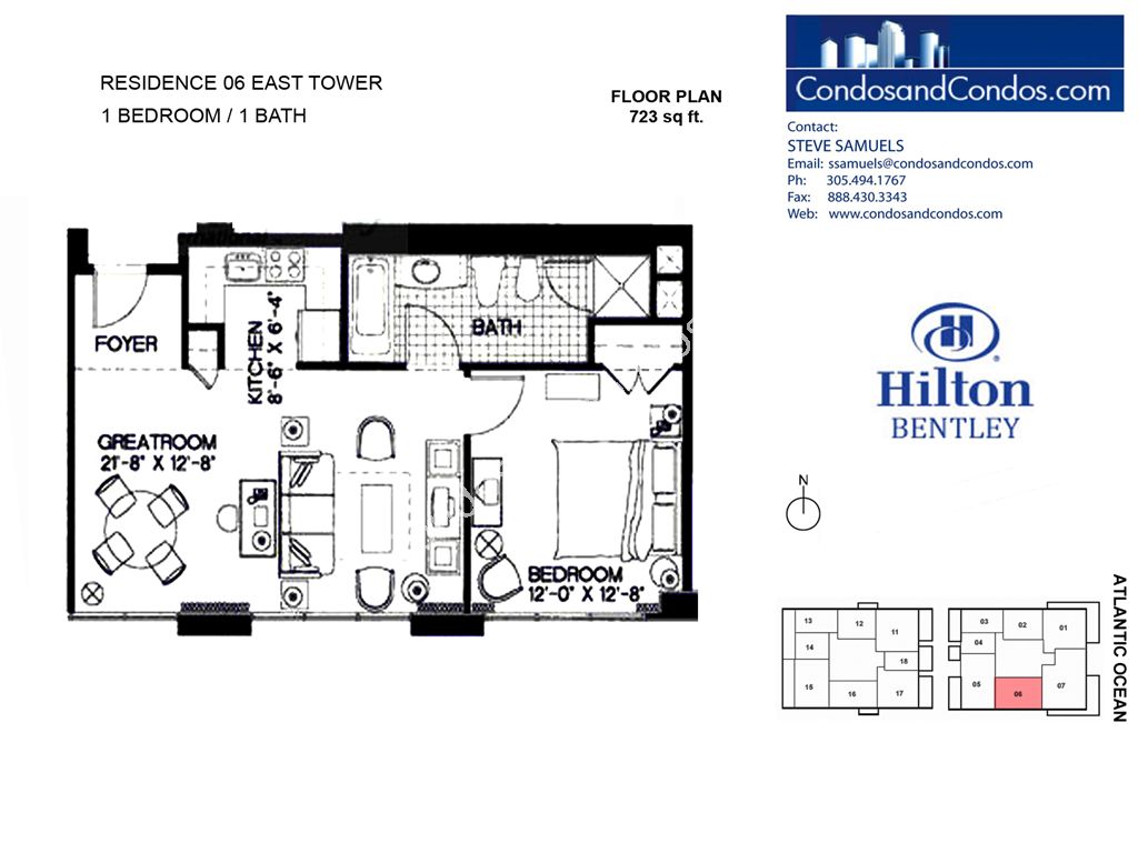 Hilton Bentley (Bentley Beach) - Unit #East Tower 06 with 723 SF