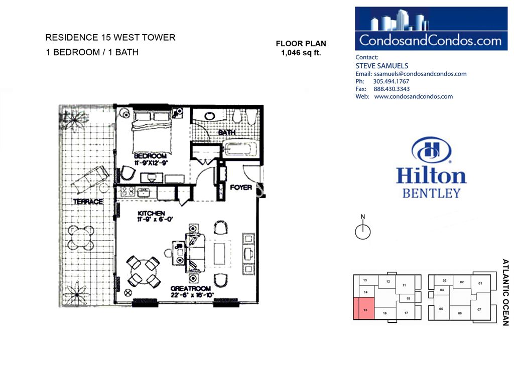 Hilton Bentley (Bentley Beach) - Unit #West Tower 15 with 1046 SF