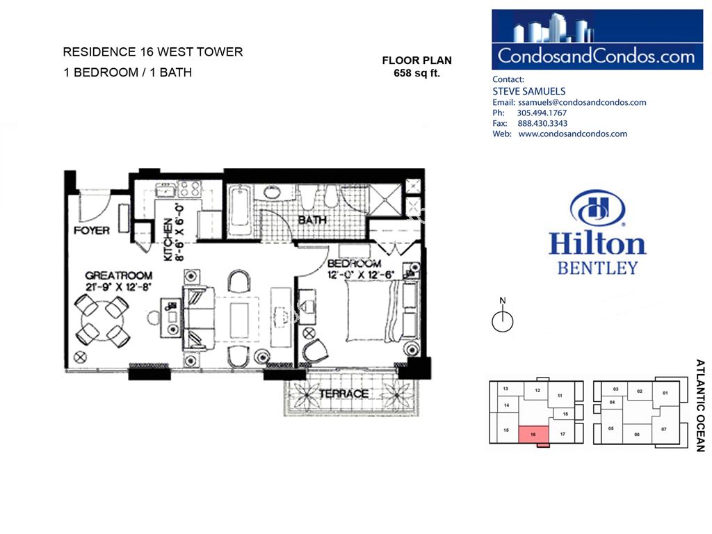 Hilton Bentley (Bentley Beach) - Unit #West Tower 16 with 658 SF