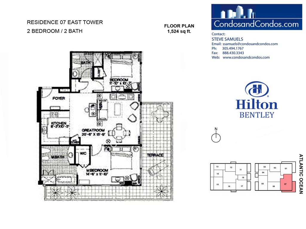 Hilton Bentley (Bentley Beach) - Unit #East Tower 07 with 1524 SF