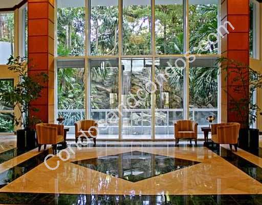 Lobby with a view of the grand water feature