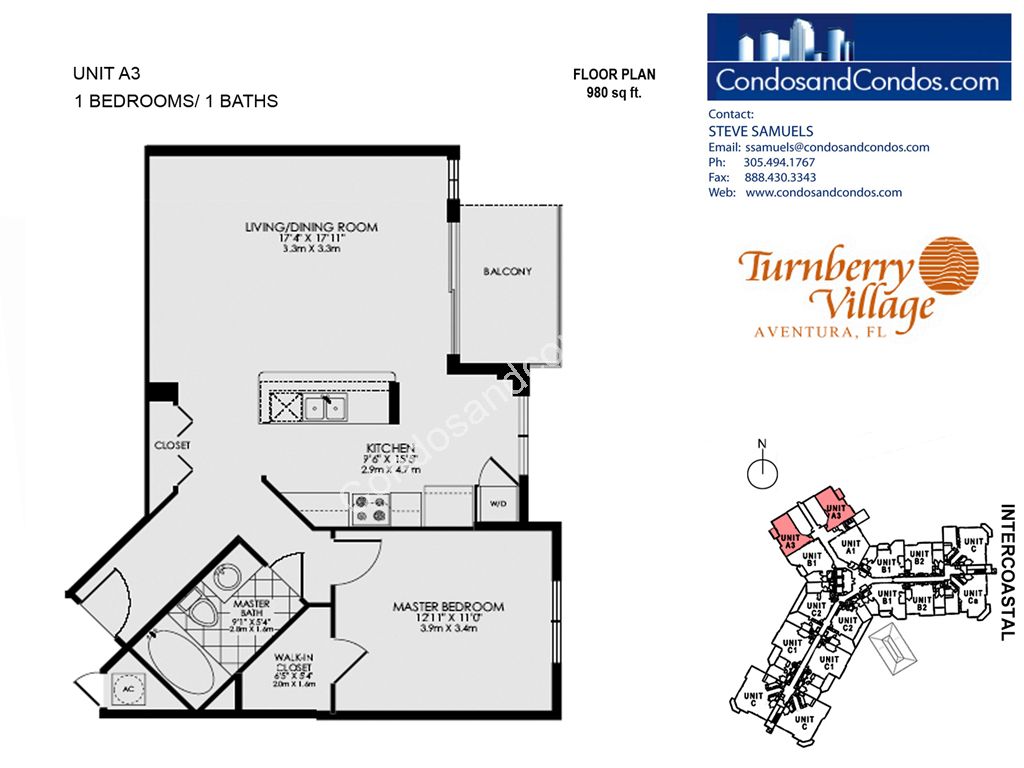 Turnberry Village North - Unit #A3 with 980 SF