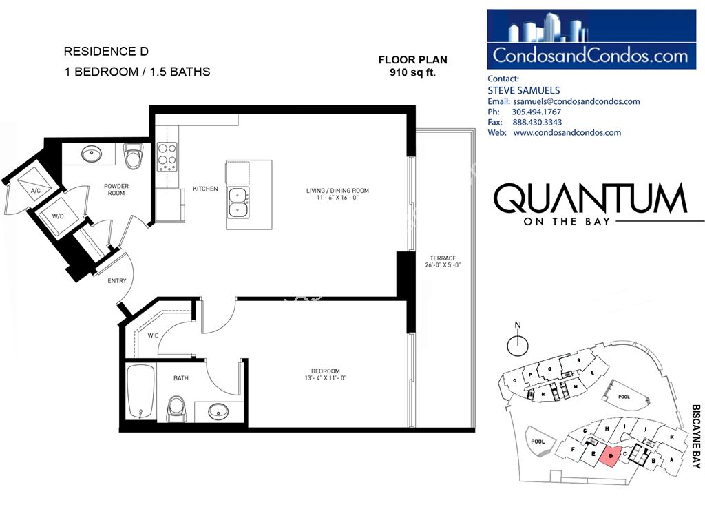 Quantum on the Bay - Unit #Residence D with 910 SF
