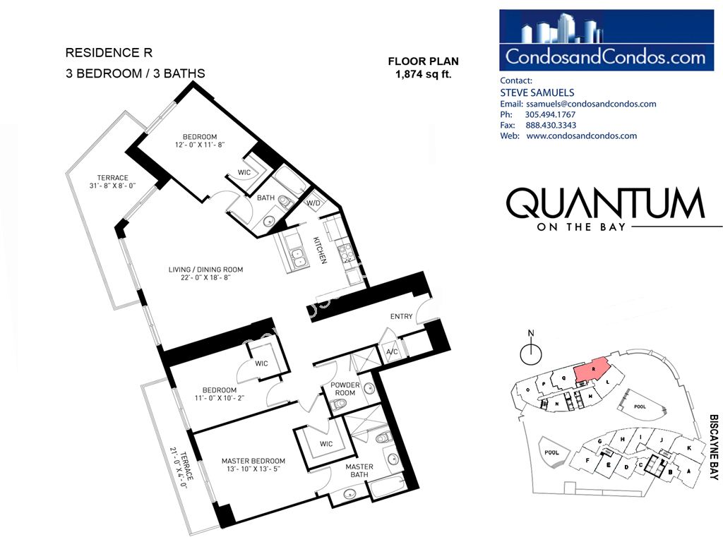 Quantum on the Bay - Unit #Residence R with 1874 SF
