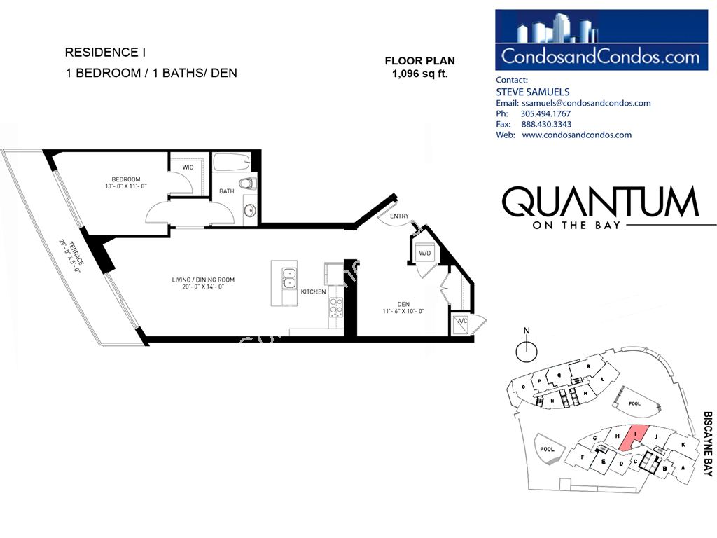 Quantum on the Bay - Unit #Residence I with 1096 SF