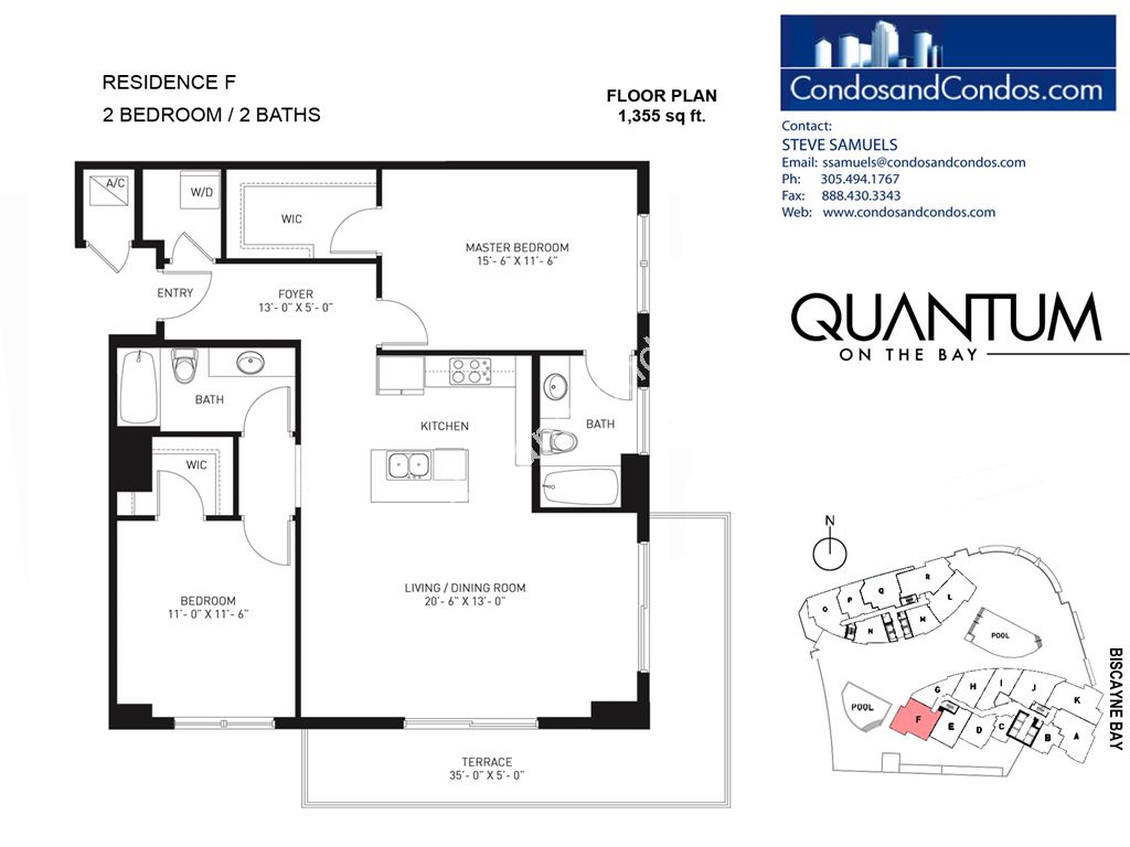 Quantum on the Bay - Unit #Residence F with 1355 SF