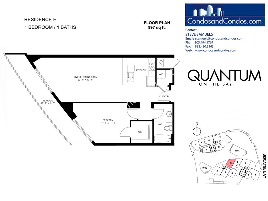 Quantum on the Bay - Unit #Residence H with 997 SF