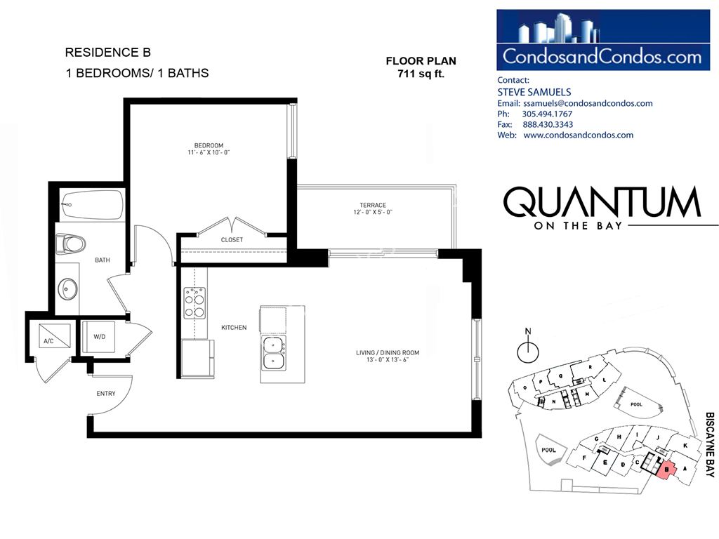 Quantum on the Bay - Unit #Residence B with 711 SF