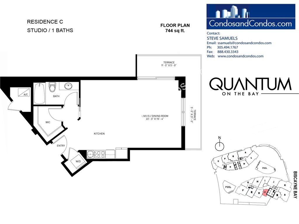 Quantum on the Bay - Unit #Residence C with 744 SF