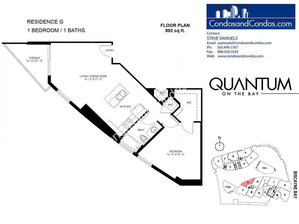 Quantum on the Bay - Unit #Residence G with 892 SF