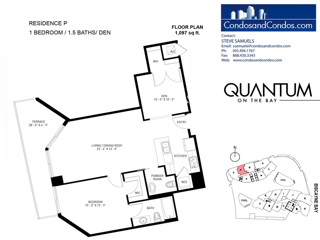 Quantum on the Bay - Unit #Residence P with 1097 SF