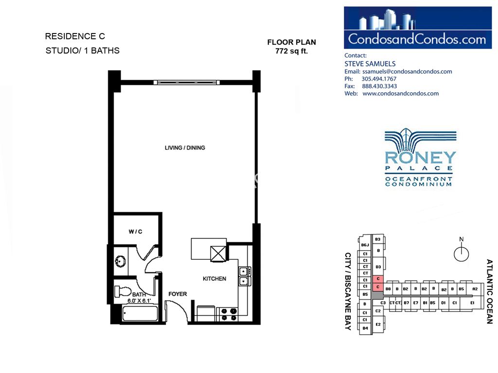 Roney Palace - Unit #C with 772 SF