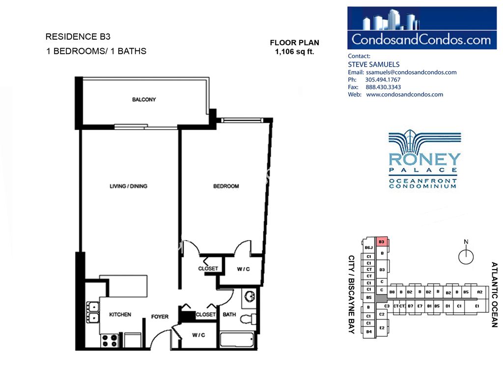 Roney Palace - Unit #B3 with 1106 SF