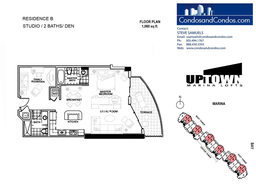 Uptown Marina Lofts - Unit #B with 1060 SF
