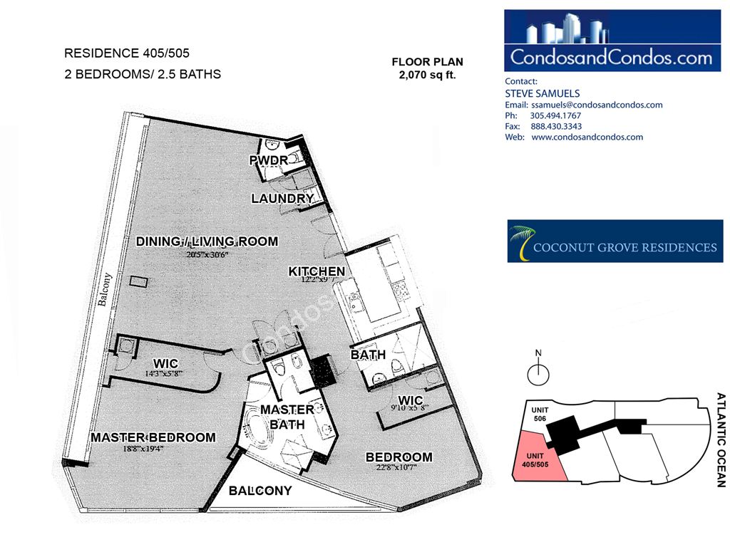 Coconut Grove Residences - Unit #405-505 with 2070 SF
