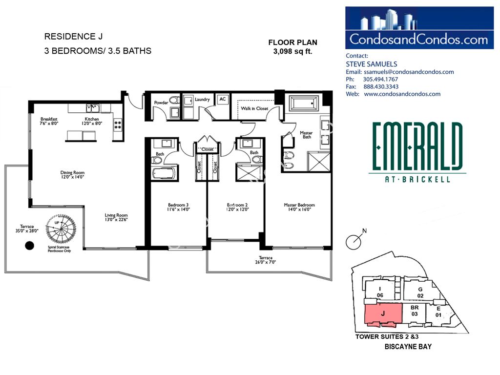 Emerald at Brickell - Unit #Penthouse J with 3098 SF