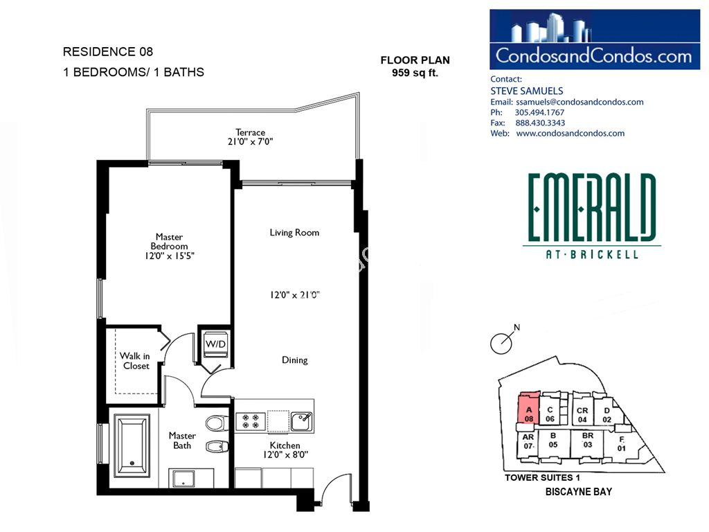 Emerald at Brickell - Unit #08 with 959 SF