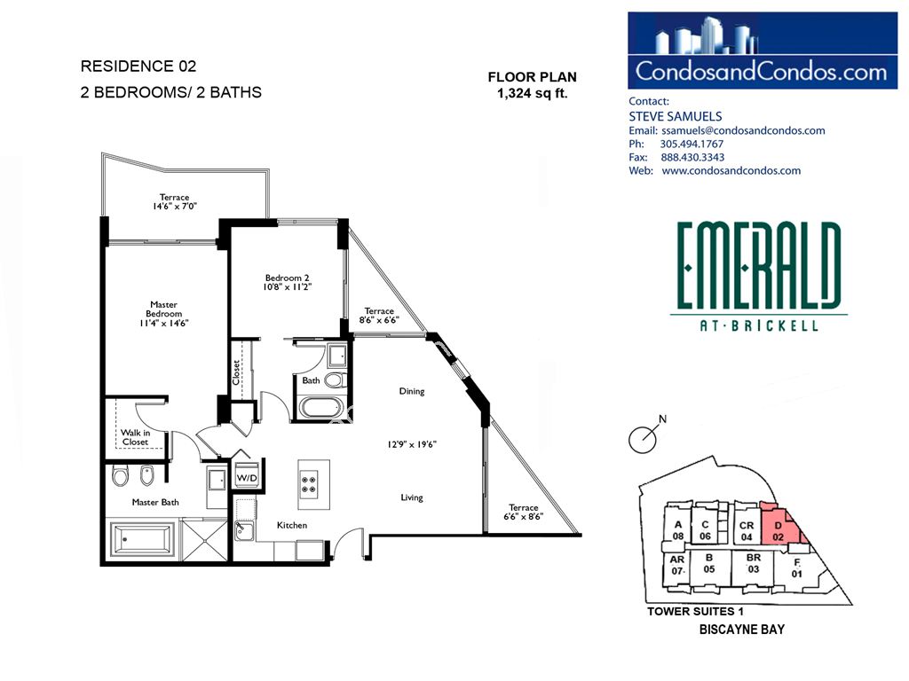 Emerald at Brickell - Unit #02 D with 1324 SF
