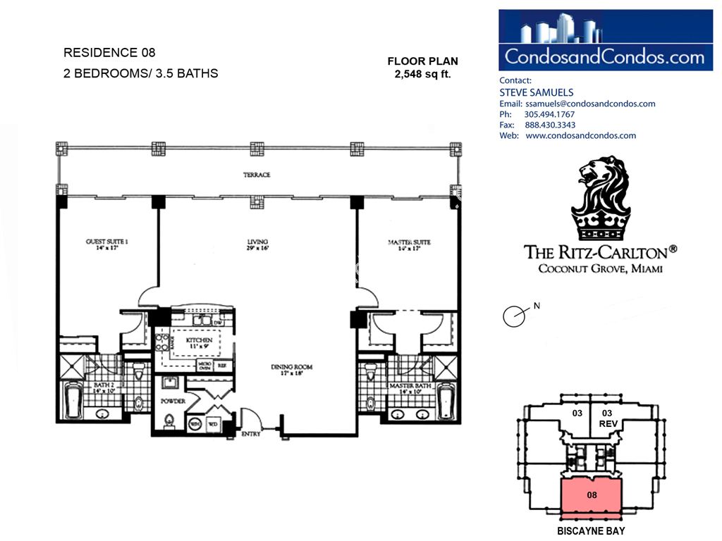 Ritz Carlton Residences - Unit #08 with 2548 SF