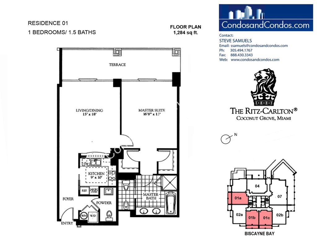 Ritz Carlton Residences - Unit #01 with 1284 SF