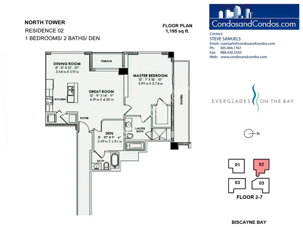 Vizcayne North - Unit #North Tower Residence 02 (floor 2-7) with 1195 SF