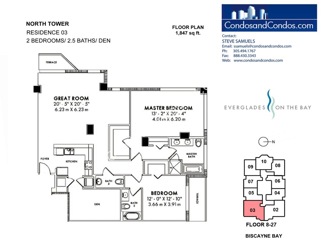Vizcayne North - Unit #North Tower Residence 03 (floors 8-27) with 1847 SF