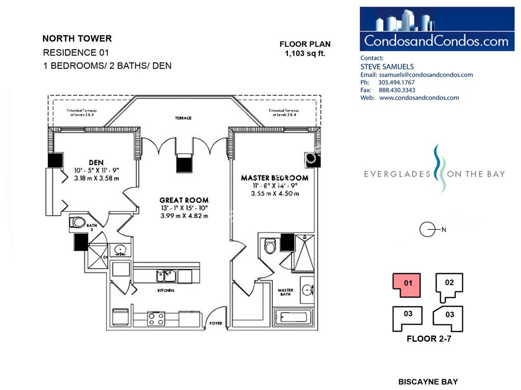 Vizcayne North - Unit #North Tower Residence 01 (floor 2-7) with 1103 SF