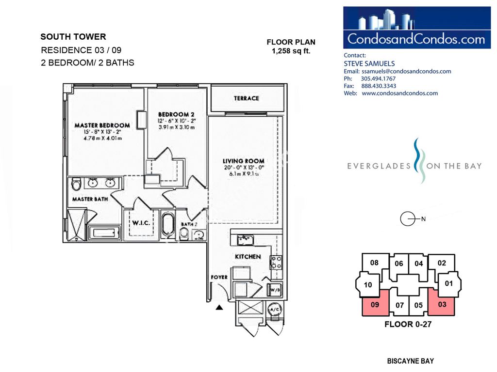 Vizcayne North - Unit #South Tower Residences 03 / 09 (floors 0-27) with 1258 SF