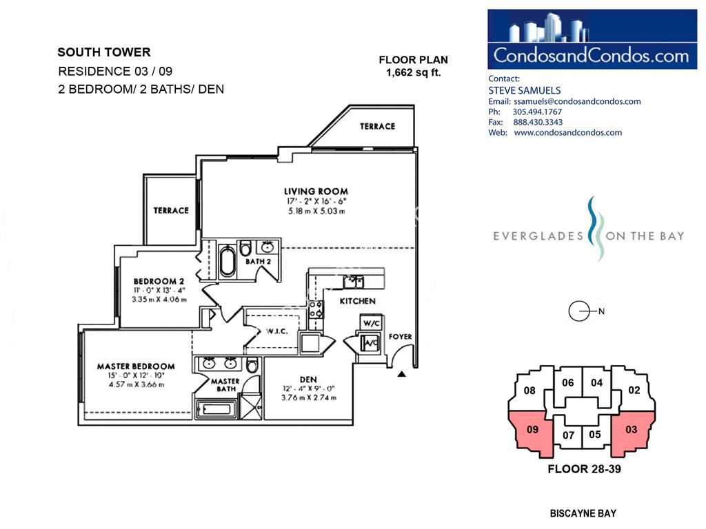 Vizcayne North - Unit #South Tower Residences 03 / 09 (floors 28-39) with 1662 SF