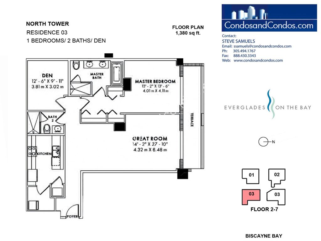 Vizcayne North - Unit #North Tower Residence 03 (floor 2-7) with 1380 SF