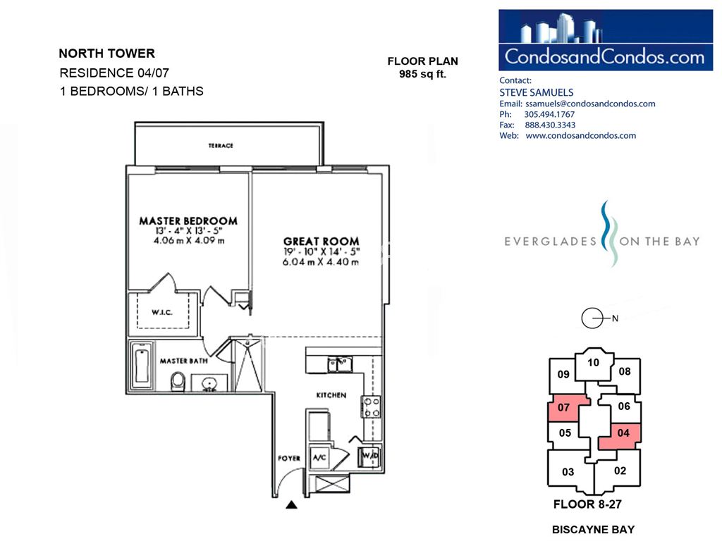 Vizcayne North - Unit #North Tower Residence 04 / 07 (floors 8-27) with 985 SF