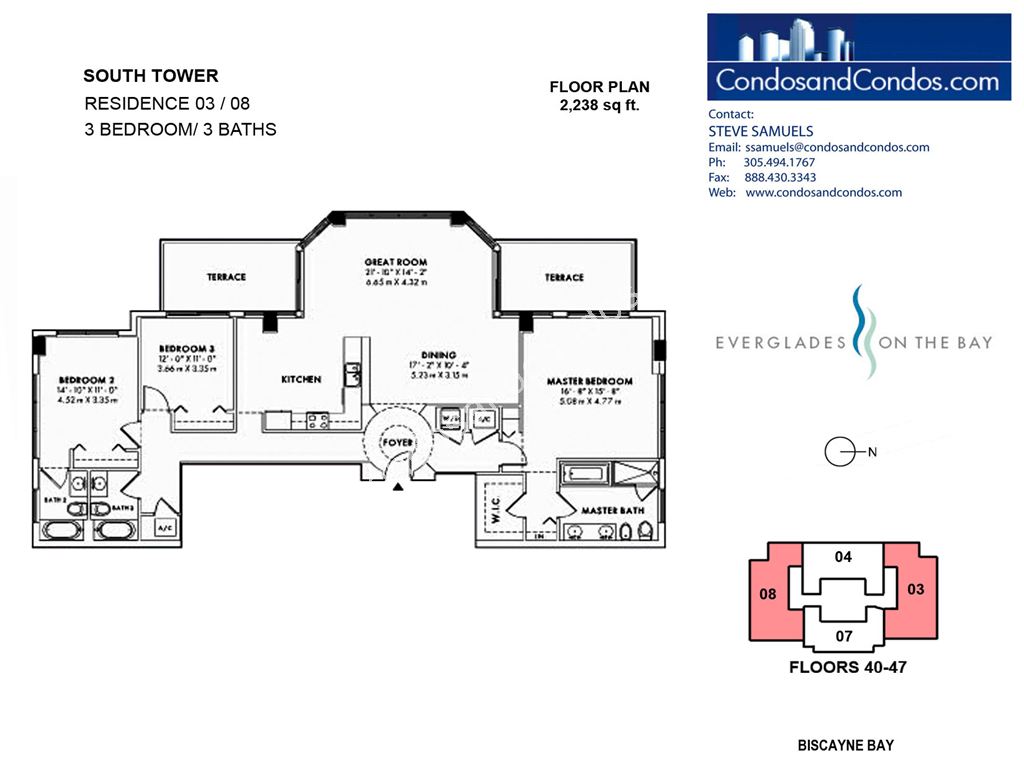 Vizcayne North - Unit #South Tower Residences 03 / 08 (floors 40-47) with 2238 SF