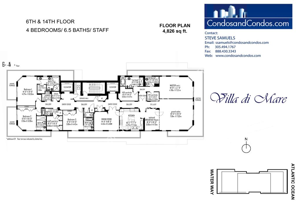 Villa Di Mare - Unit #6th - 14th Floors with 4826 SF
