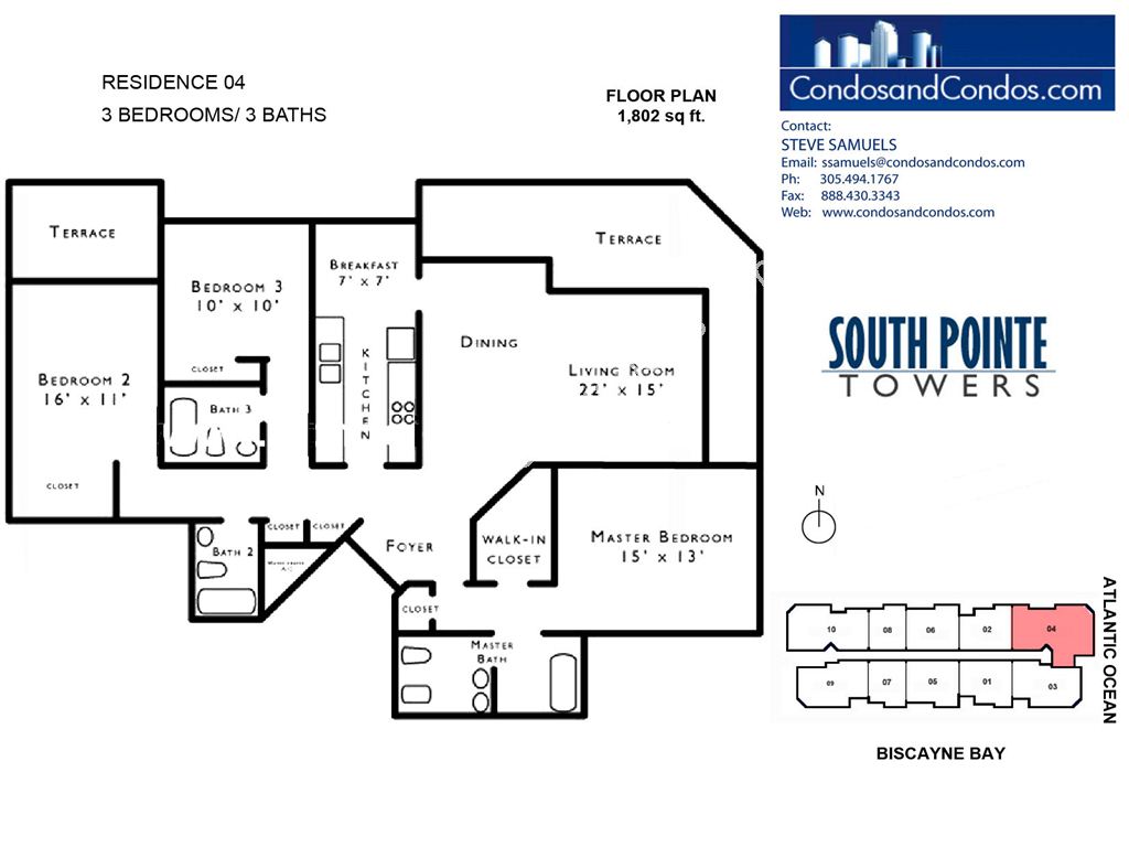 South Pointe Tower - Unit #04 with 1802 SF