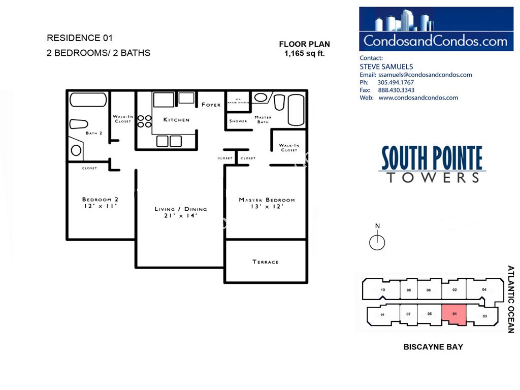 South Pointe Tower - Unit #01 with 1165 SF