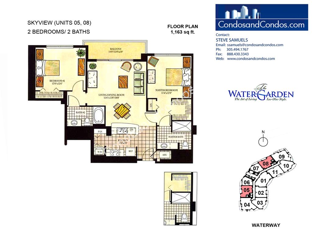 Watergarden - Unit #Skyview with 1163 SF