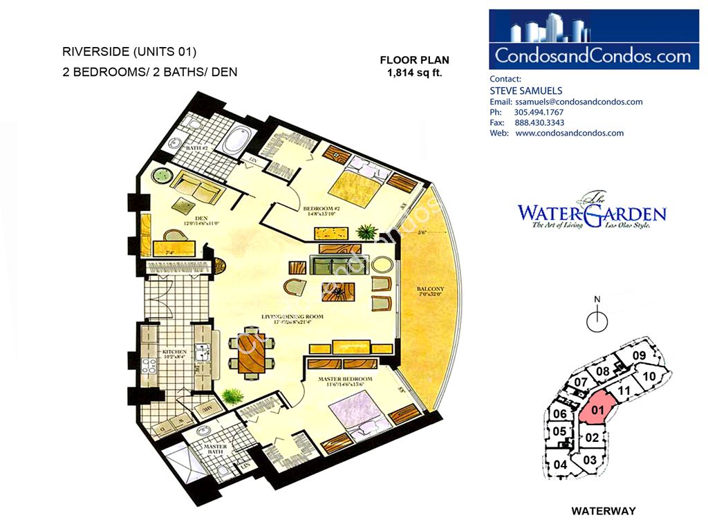 Watergarden - Unit #Riverside with 1814 SF