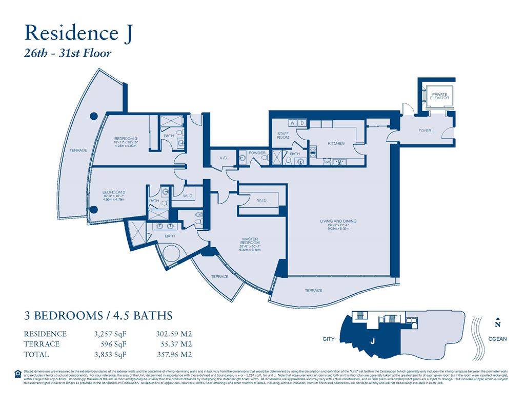 Chateau Beach Residences - Unit #02-J (Floors 23-31) with 3257 SF