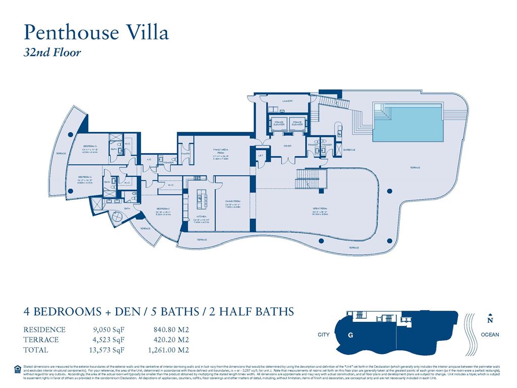 Chateau Beach Residences - Unit #PH-Villa - 1st Floor (32nd Floor) with 9050 SF