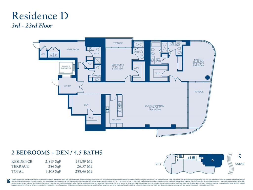 Chateau Beach Residences - Unit #01-D (Floors 3-23) with 2819 SF