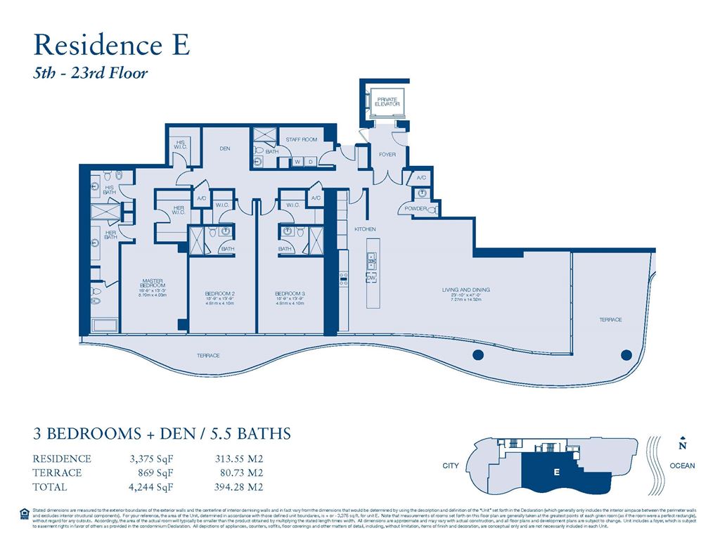 Chateau Beach Residences - Unit #02-E (Floors 5-23) with 3375 SF