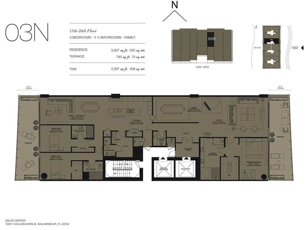 Oceana Bal Harbour - Unit #03N Floors 15-26 with 3607 SF