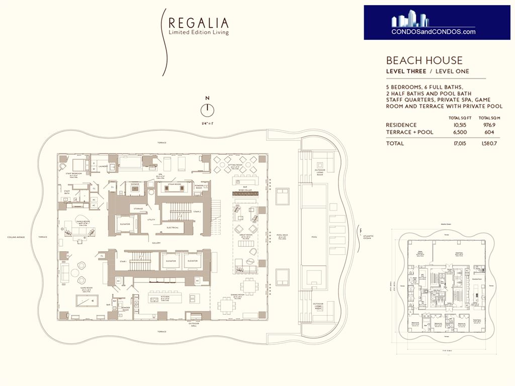 Regalia - Unit #Beach House - Level Three/ Level One with 10515 SF