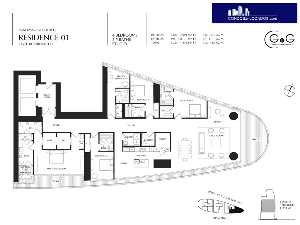 Aston Martin Residences - Unit #Panoramic Residence 01 lvl 18 - 45 with 3827 SF
