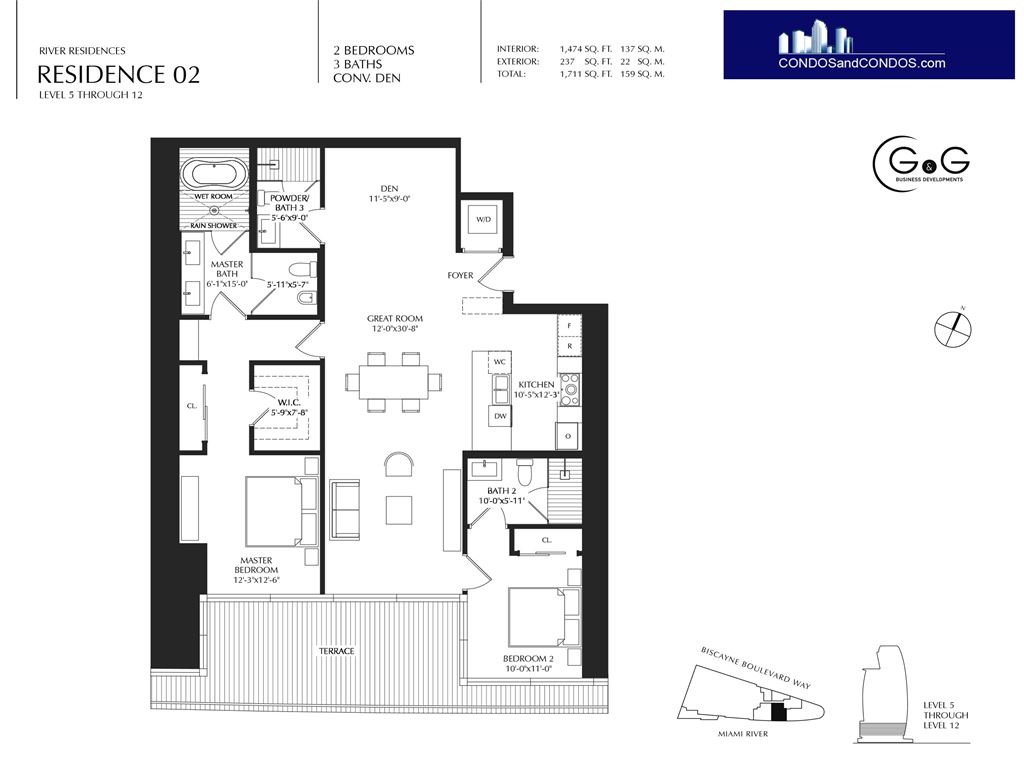 Aston Martin Residences - Unit #Residence 02 lvl 5 - 12 with 1474 SF
