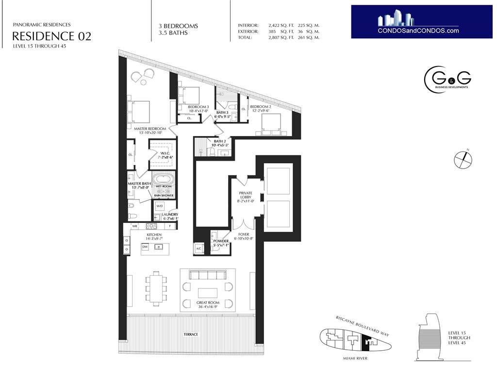 Aston Martin Residences - Unit #Panoramic Residence 02 lvl 15 - 45  with 2422 SF
