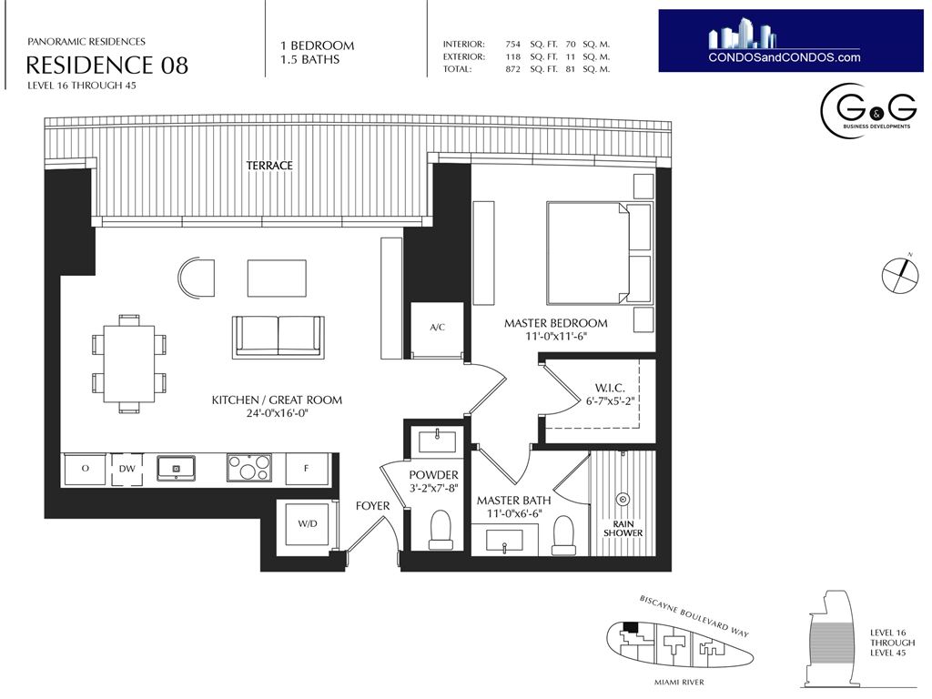 Aston Martin Residences - Unit #Panoramic Residence 08 lvl 16 - 45 with 754 SF