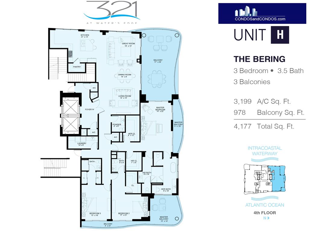 321 at Waters Edge - Unit #The Bering(Unit H) - 4th Floor with 4177 SF
