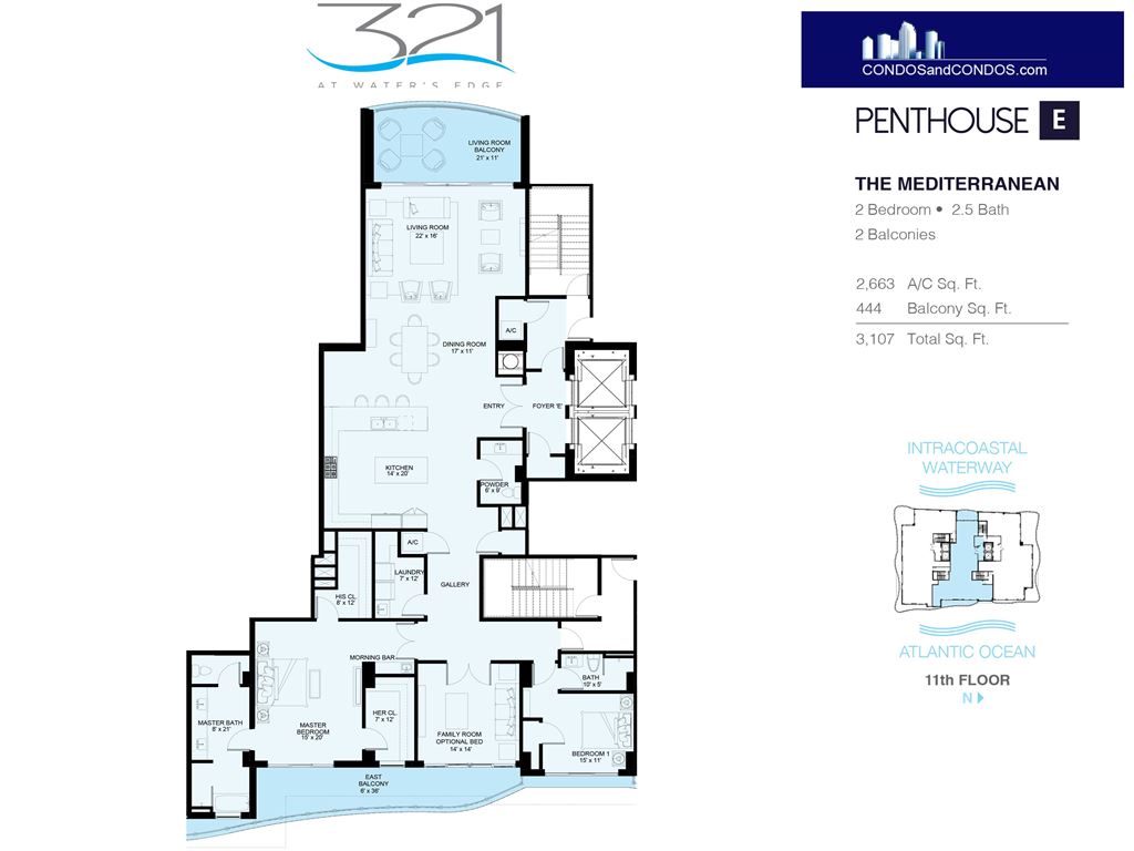 321 at Waters Edge - Unit #The Mediterranean - Penthouse E with 3107 SF