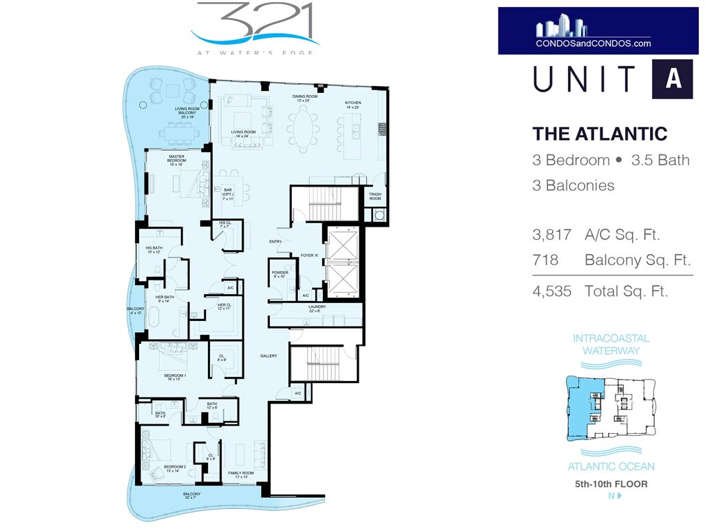 321 at Waters Edge - Unit #The Atlantic(Unit A) - 5th-10th Floor with 4535 SF